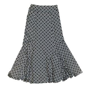 White House Black Market Maxi Skirt Size XS Black and White Chain Link Print